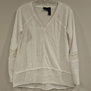 Lucky Brand Cream Relaxed Ribbed Blouse